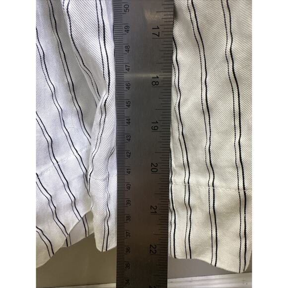 Anthropologie Maeve Crop Wide-Leg Shirting Jumpsuit M Ivory Black Stripes Preppy - Picture 7 of 8